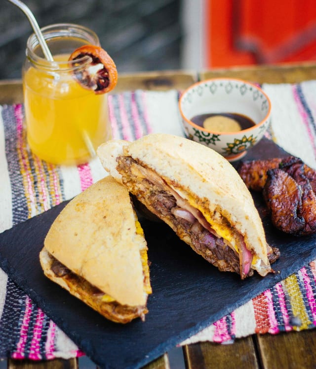 Lomo Saltado Steak Sandwich.
